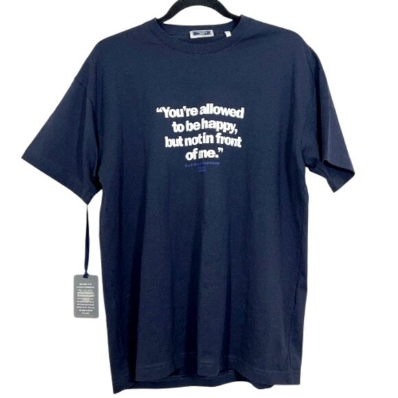 Kith x Curb Your Enthusiasm Unhappy Tee Nocturnal Blue Small New - Picture 1 of 4